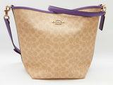 Coach City Tan Signature Coated Canvas Iris Purple Large Bucket Bag Do0126lozde