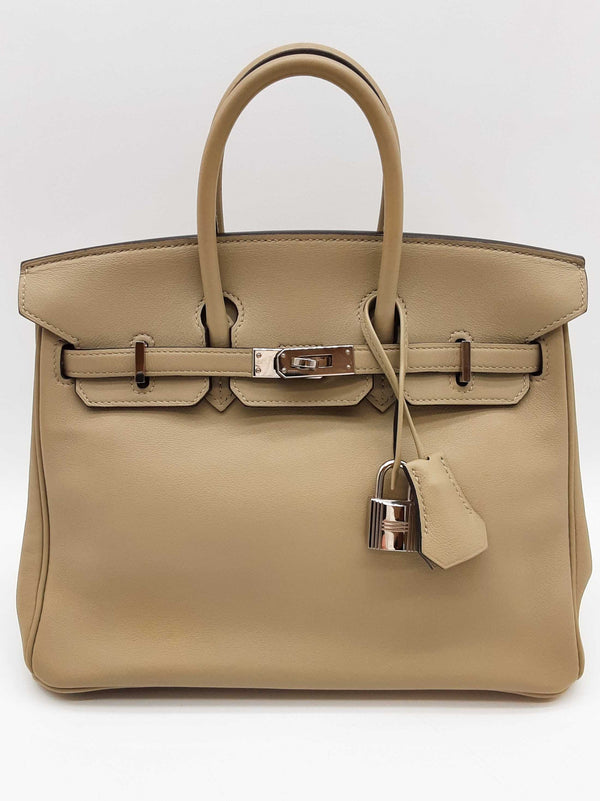 Hermes Birkin 25 Sauge Green Swift Palladium Hardware Handbag Do0825lixzxde