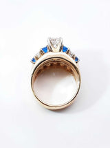 3.0 Cttw Diamond & Sapphire Wedding Ring In 14k Gold 9.9g Size 6.25 Fw0826lcrxdu