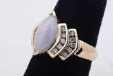 Lavender Stone & Diamond Ring In 14k Yellow Gold 5.2 Grams Size 6.75 Eb0826wxrsa