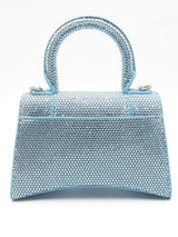 Balenciaga Hourgass Embellished Crystal Blue Suede Top Handle Bag Eb1224lxxzsa