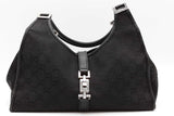 Gucci Jackie Bardot Black Gg Canvas Shoulder Bag Eb0726oxzde