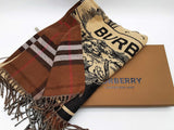 Burberry Brown Check Knight Logo Cashmere Silk Blend Scarf Do0326loxde