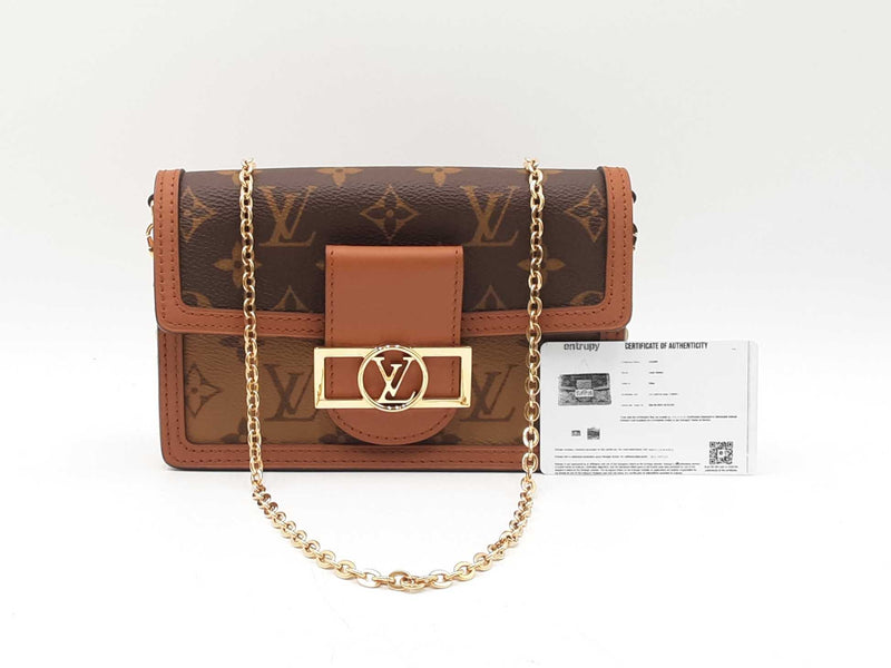 Louis Vuitton Dauphine Chain Wallet In Monogram & Reverse Monogram Coated Canvas Fw0625ezxdu