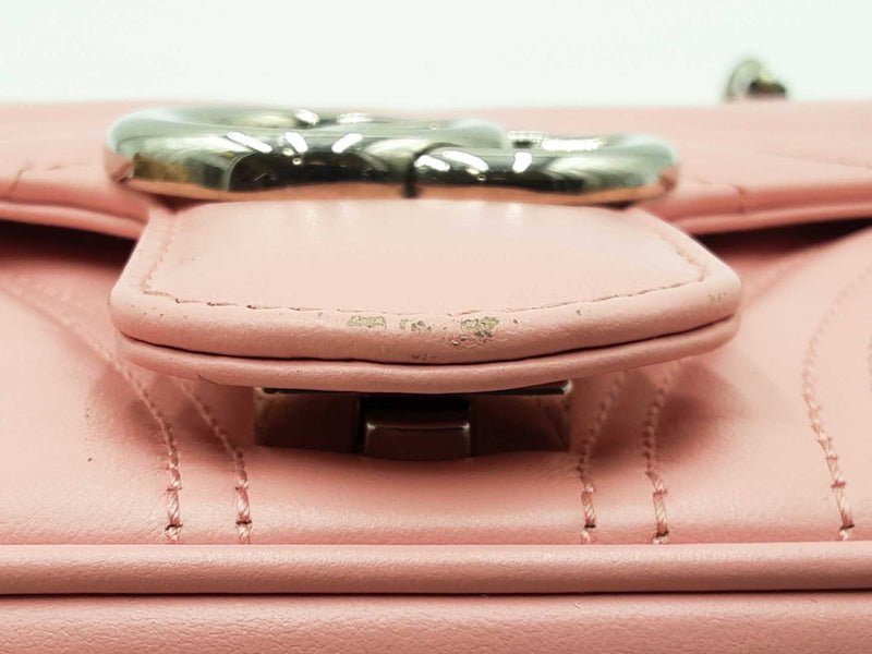 Gucci Marmont Medium Shoulder Bag In Pink Matelassé Chevron Leather Fw0925przdu