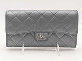 Chanel Continental Interlocking Cc Logo Trifold Blue Wallet Aa0625przsa
