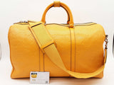 Gucci 625768 Gg Yellow Perforated Leather Weekender Duffle Bag Do1225przde