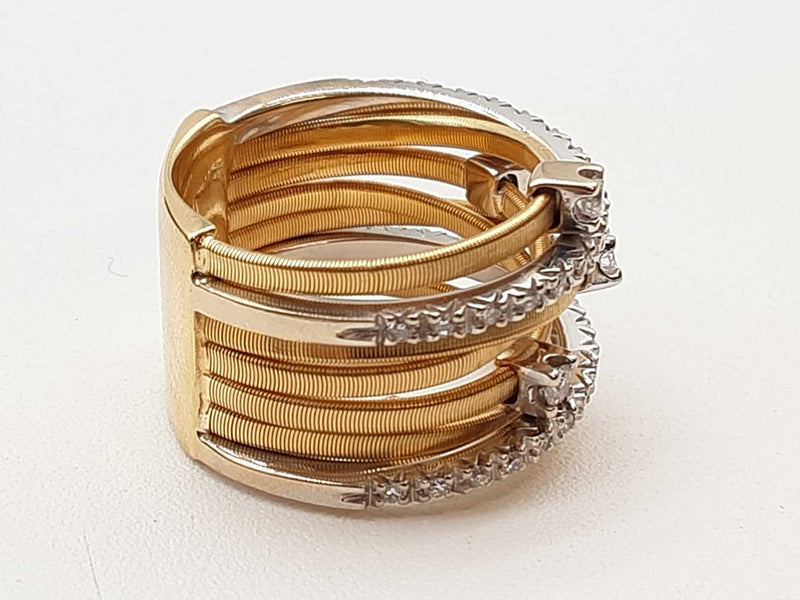Marco Bicego Goa 7 Strand Diamonds 18k Two Tone Gold 11.6g Ring Size 6 Do0425ixzde