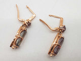 14k Rose Gold 7.8g Synthetic Sapphire Clasp Earrings Do1224oczde