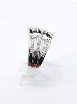 1.13 Cttw Diamond & 14k White Gold Multi-row Cocktail Ring 7.9 Grams Size 7 Fw0726rrxdu