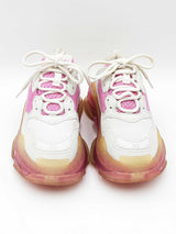Balenciaga Triple S Trainers In White & Pink Leather & Mesh Size 6 Fw0425lxzdu