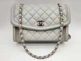 Chanel Geometric Flap Gray Quilted Clafskin Leather Shoulder Bag Do0924opxzde