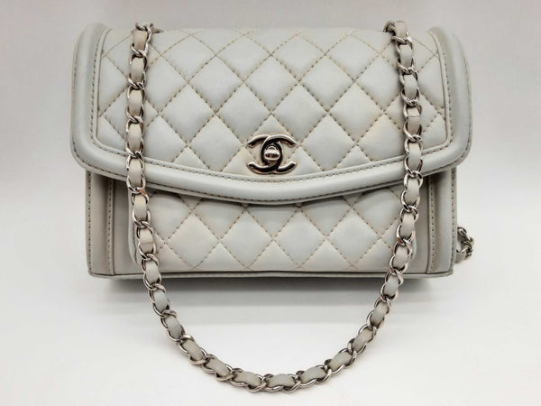 Chanel Geometric Flap Gray Quilted Clafskin Leather Shoulder Bag Do0924opxzde