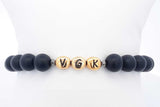 Black Bead Bracelet With Gold Tone Vgk Beads Eb0220losa