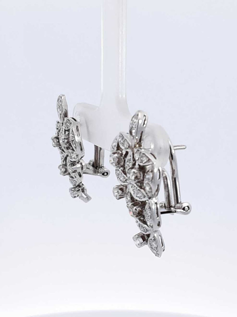0.88 Cttw Diamond & 18k White Gold Cluster Earrings 8.6 Grams Fw0925llxzdu