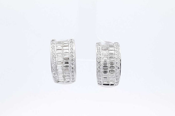 Diamond Omega Back Earrings In 18k White Gold 8.1 Grams Eb1224loxzdu