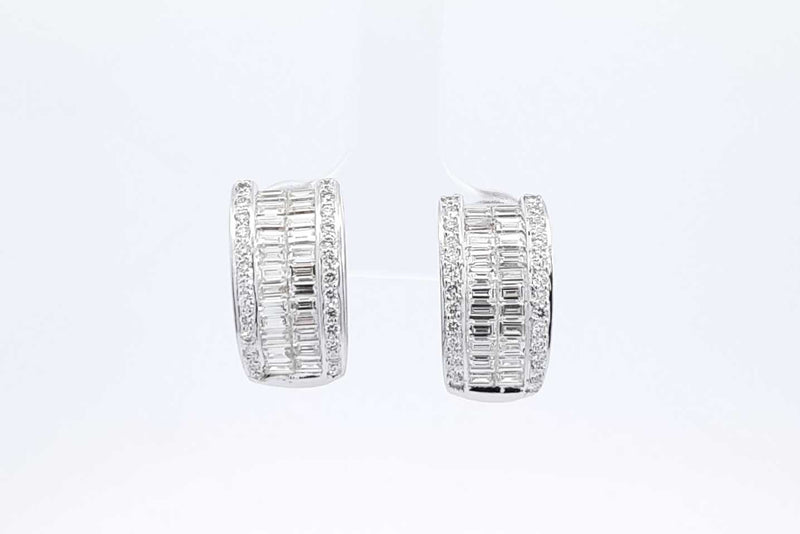 Diamond Omega Back Earrings In 18k White Gold 8.1 Grams Eb1224loxzdu