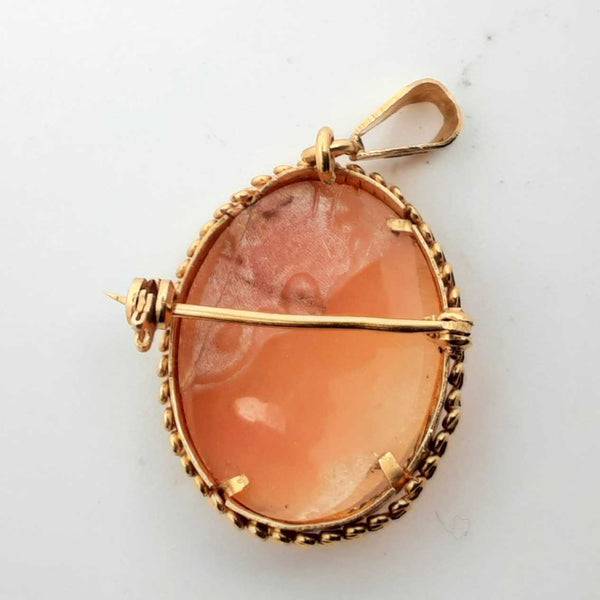 18k Yellow Gold Cameo Brooch Pendant 1 In 6.9g Lh0924oxzde