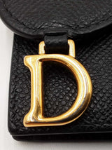 Christian Dior Saddle Bloom Card Holder In Black Grained Leather Fw0726lwrdu