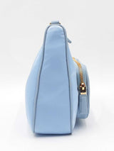 Prada Mini Shoulder Bag In Sky Blue Re-nylon & Ostrich Leather Fw0226lrxzdu