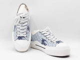 Burberry Equestrian Knight Sneakers In White & Blue Canvas Size 10.5 Fw0926wxzdu