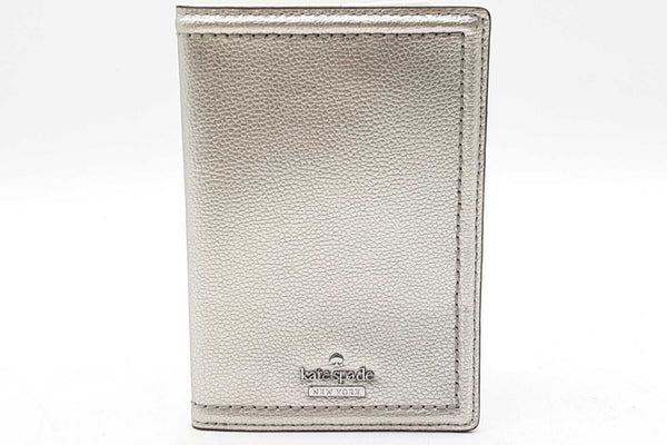 Kate Spade Silver Metallic Leather Passport Holder Wallet Eb1025lrdu