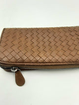 Bottega Veneta Brown Intrecciato Leather Zip Around Wallet Eb1124lxzsa