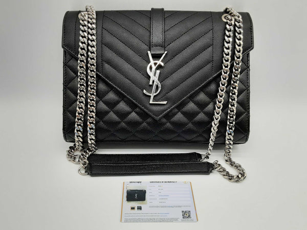 Yves Saint Laurent Ysl Envelope Black Quilted Leather Shoulder Bag Do0225exzde