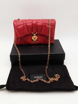 Versace Kleio Quilted Red Leather Crossbody Bag Eb0326pxzsa