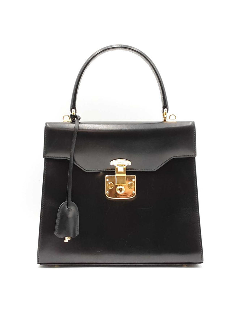 Gucci Lady Lock Black Leather Top Handle Bag Fw0225ozxdu