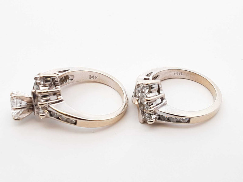 2.08 Cttw Diamond & 14k White Gold Wedding Set 10.7 Grams Size 5.5 Fw0125llxzdu