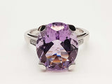 Synthentic Amethyst 18k White Gold 6.1g Ring Size 7.5 Do0725wxzde