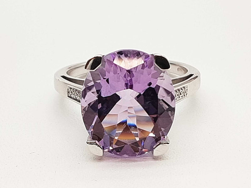 Synthentic Amethyst 18k White Gold 6.1g Ring Size 7.5 Do0725wxzde