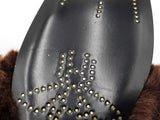 Gucci Lawrence Mules In Gg Monogram Suede & Faux Fur Size 12 Fw0926lxzdu