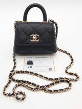 Chanel Quilted Caviar Leather Nano Coco Top Handle Clutch With Chain Eb1125lexzde