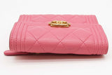 Chanel Pink Lambskin Boy Trifold Wallet Eb1225rrxde