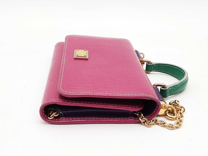 Dolce & Gabbana Sicily Von Mini Wallet On Chain Pink Wallet Sd0925lrzsa