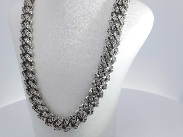 6.22 Cttw Diamond 10k White Gold Cuban Link Chain 72.8 G 20 Inches Aa0925wrxzsa