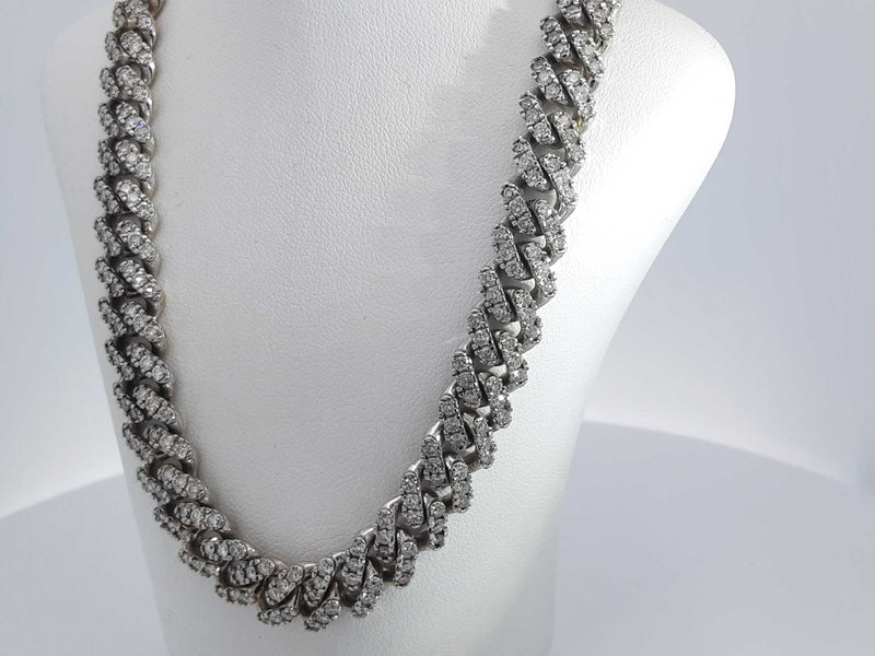 6.22 Cttw Diamond 10k White Gold Cuban Link Chain 72.8 G 20 Inches Aa0925wrxzsa