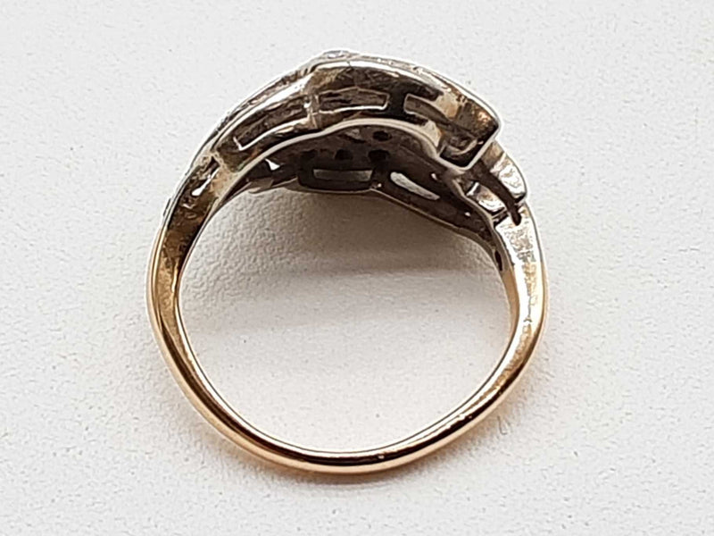 0.15 Cttw Diamonds 14k Two-tone Yellow White Gold 3.6g Ring Size 3 Do0525lxzde