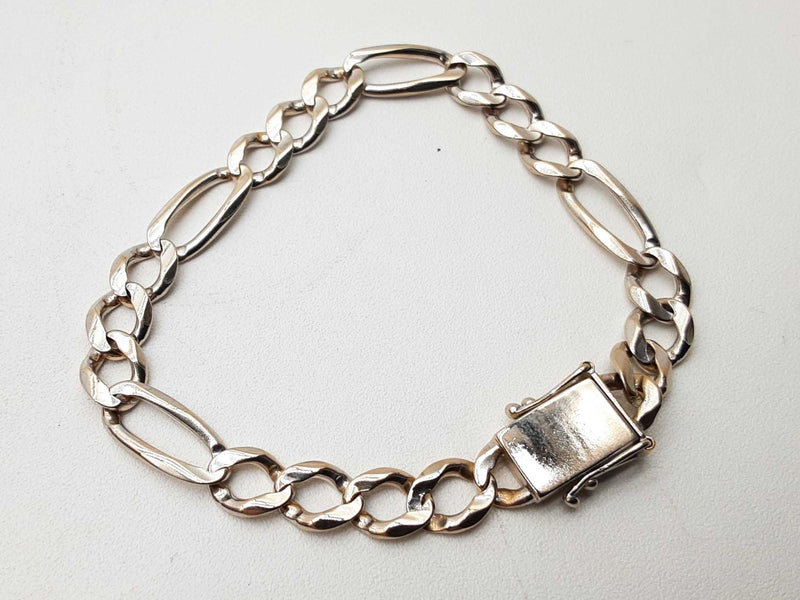 18k White Gold 13.8g Figaro Chain Bracelet 6.5 In Do0724rrzde