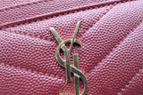 Yves Saint Laurent Cassandre Burgundy Leather Card Case Wallet Eb1026crsa