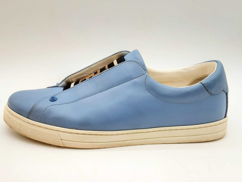 Fendi 8e6852 Vitello Rockoclick Blue Leather Slip Ons Size Eu 39 Do1124lxzde