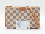 Louis Vuitton Double Zip Pochette In Damier Azur Coated Canvas Fw1125wrxdu