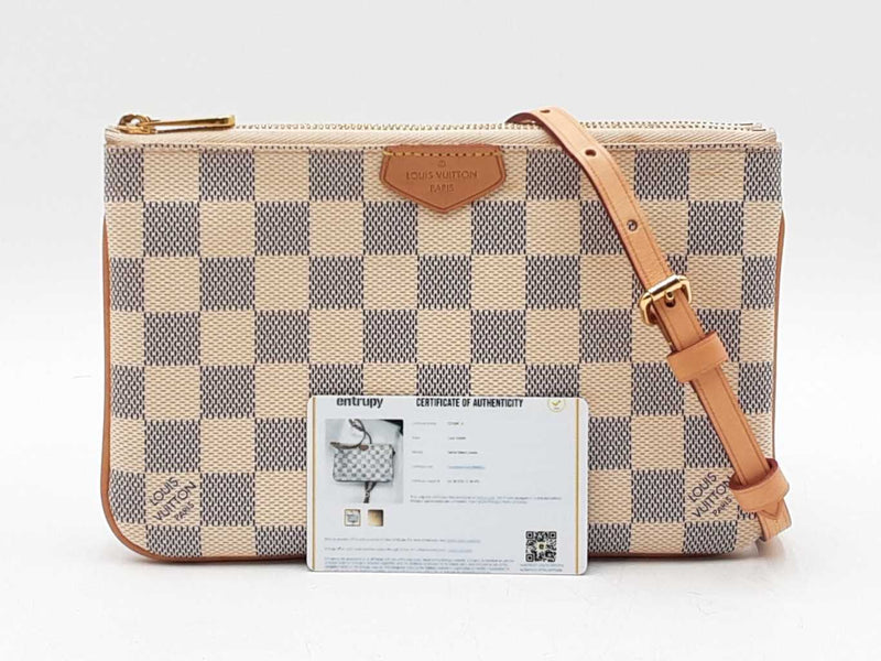 Louis Vuitton Double Zip Pochette In Damier Azur Coated Canvas Fw1125wrxdu