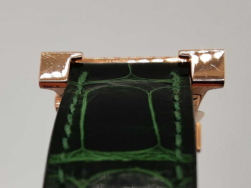 Hermes 25 Heure H Green Malachite Dial Rose Gold Quartz Watch Do0325crxzde