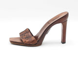 Fendi Zucca Monogram Leather & Wooden Peep-toe Mules Size 6 Fw1026rzdu