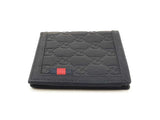 Gucci Guccissima Web Bifold Wallet In Embossed Navy Blue Leather Fw1225crdu