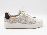 Michael Kors Poppy Sneakers In Vanilla Logo Coated Canvas Size 9.5 Fw0226wrdu