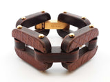 Fendi Wood  & Leather Link Bracelet 77.2 Grams Fw0125lxzdu